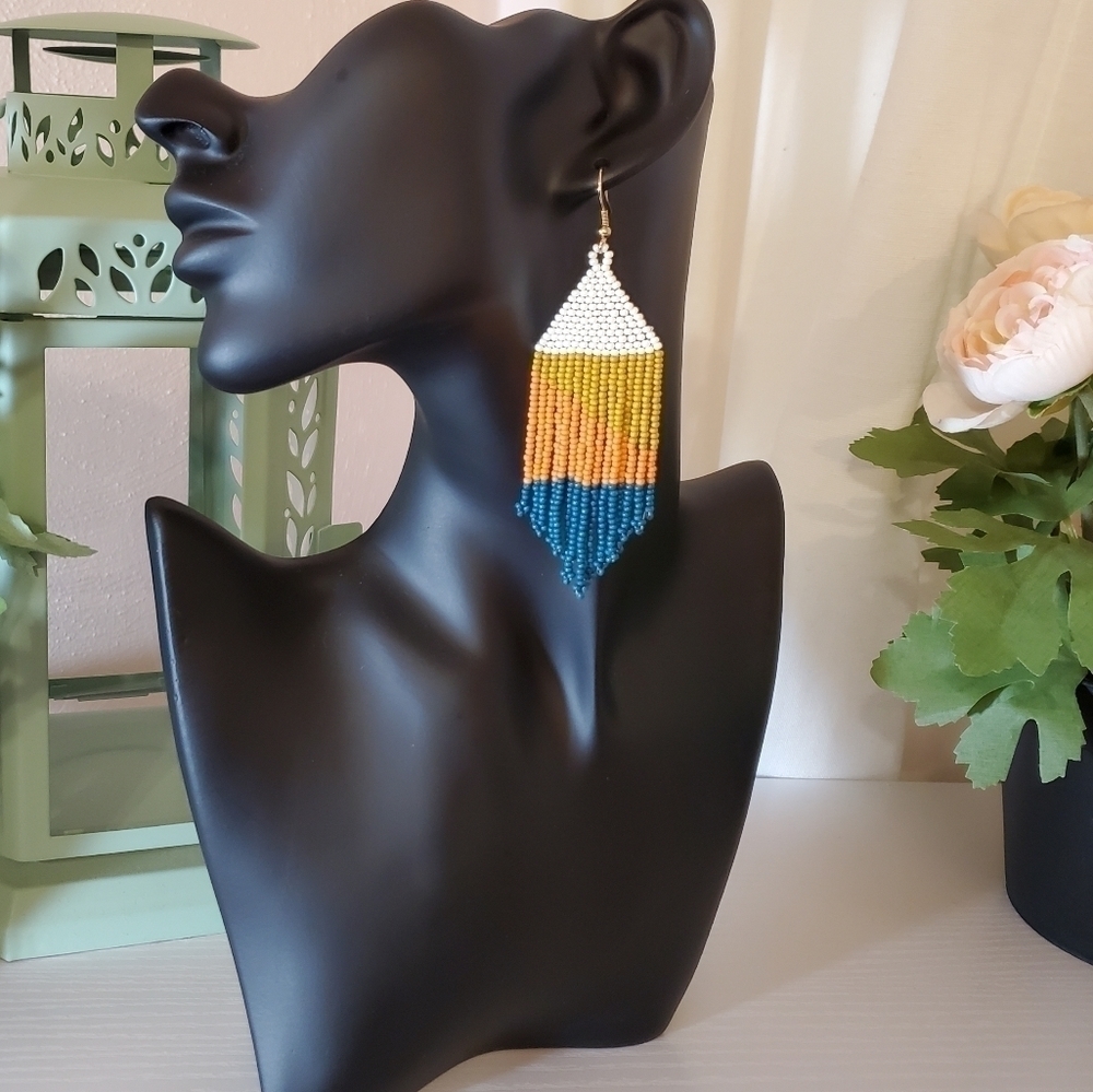 𝅺ABSTRACT Retro III Seed Bead Fringe Earrings